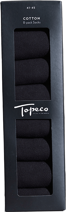 Strumpa 8-Pack Bomull, från Topeco, i färgen Black.