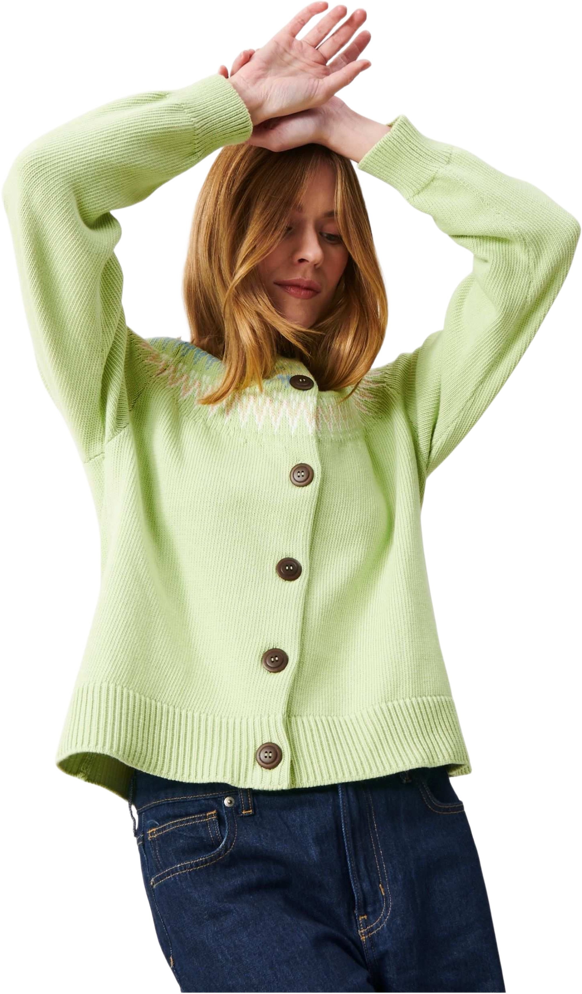 Joelle Cotton Cardigan, från Jumperfabriken, i färgen green.