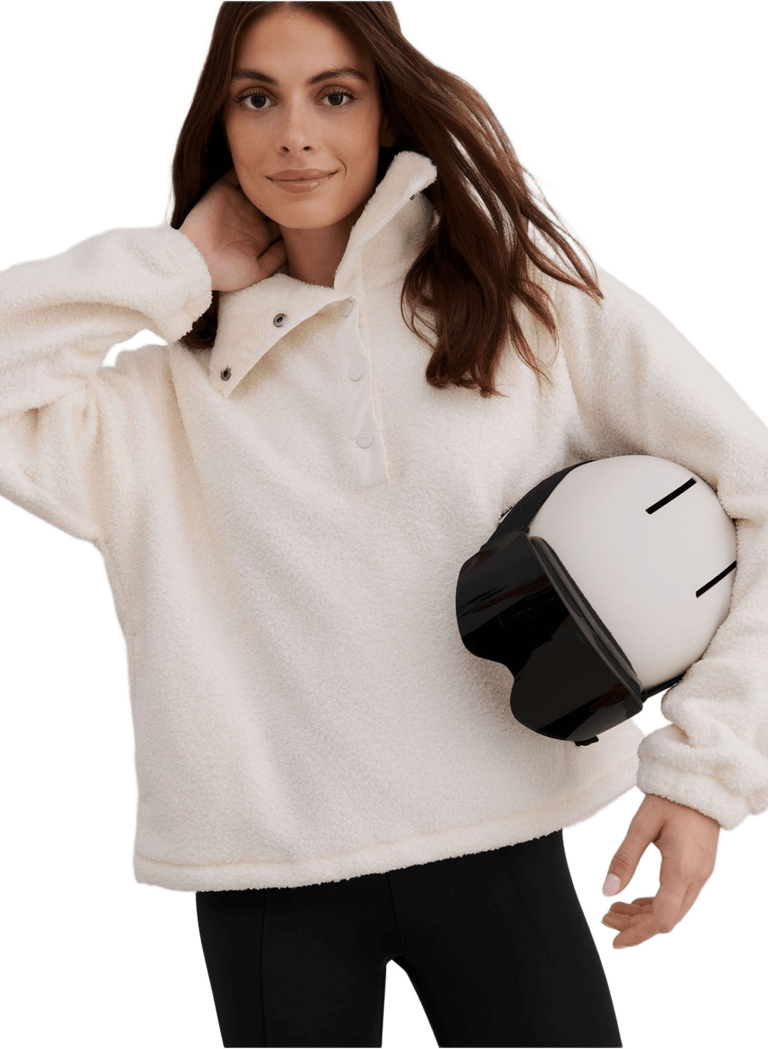 Polar Fleece Long Sleeve, från aim'n, i färgen off white.