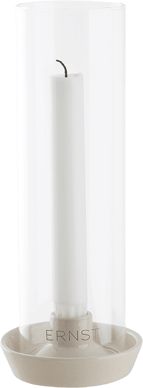 Ljusstake med glas, 23,5 cm, vit, från ERNST, i färgen Vit.