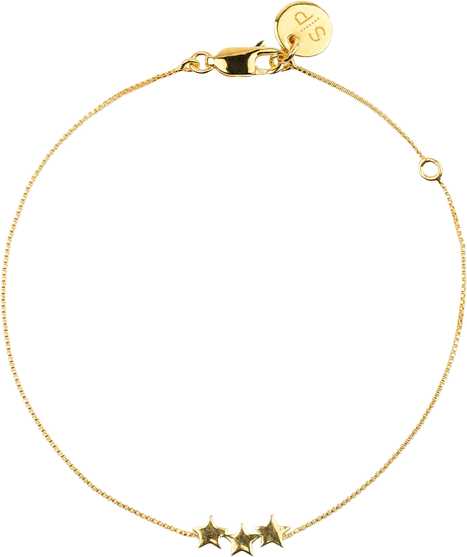 Snap Bracelet Plain Triple Star Gold, från Syster P, i färgen Gold.