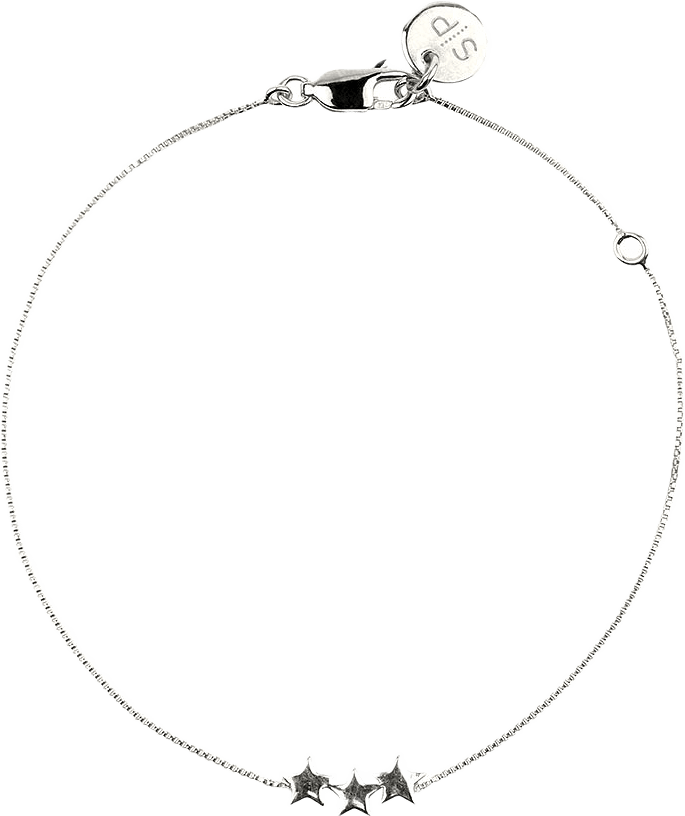 Snap Bracelet Plain Triple Star Silver, från Syster P, i färgen Silver.