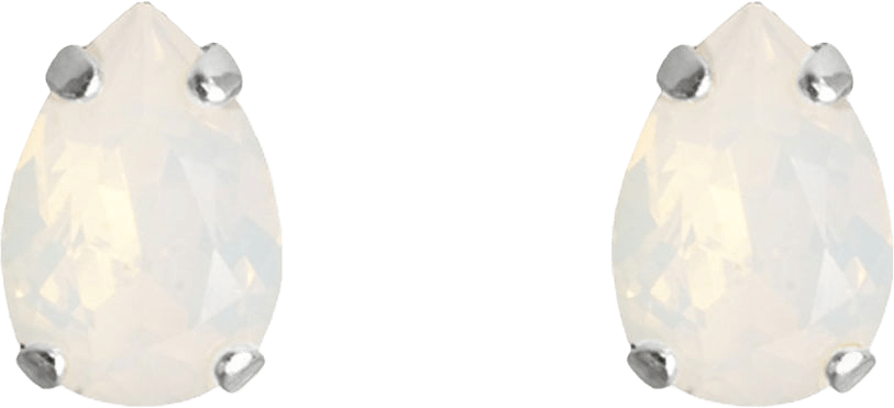 Petite Drop Stud Earrings White Opal, från Caroline Svedbom, i färgen Rhodium.