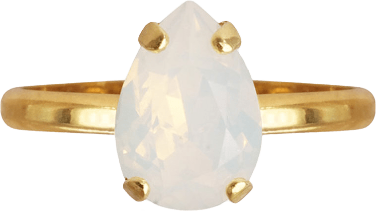 Petite Drop Ring White Opal, från Caroline Svedbom, i färgen Gold.