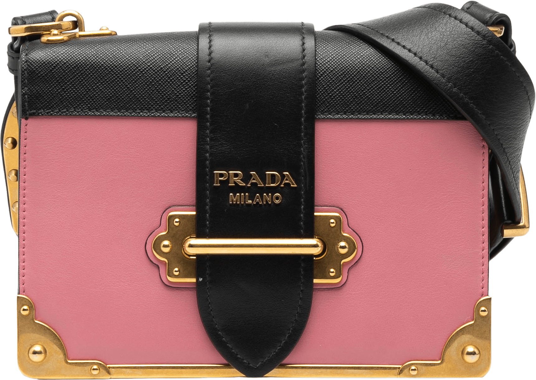 Prada Saffiano Trimmed City Calf Cahier Crossbody, från Luxclusif, i färgen light pink.