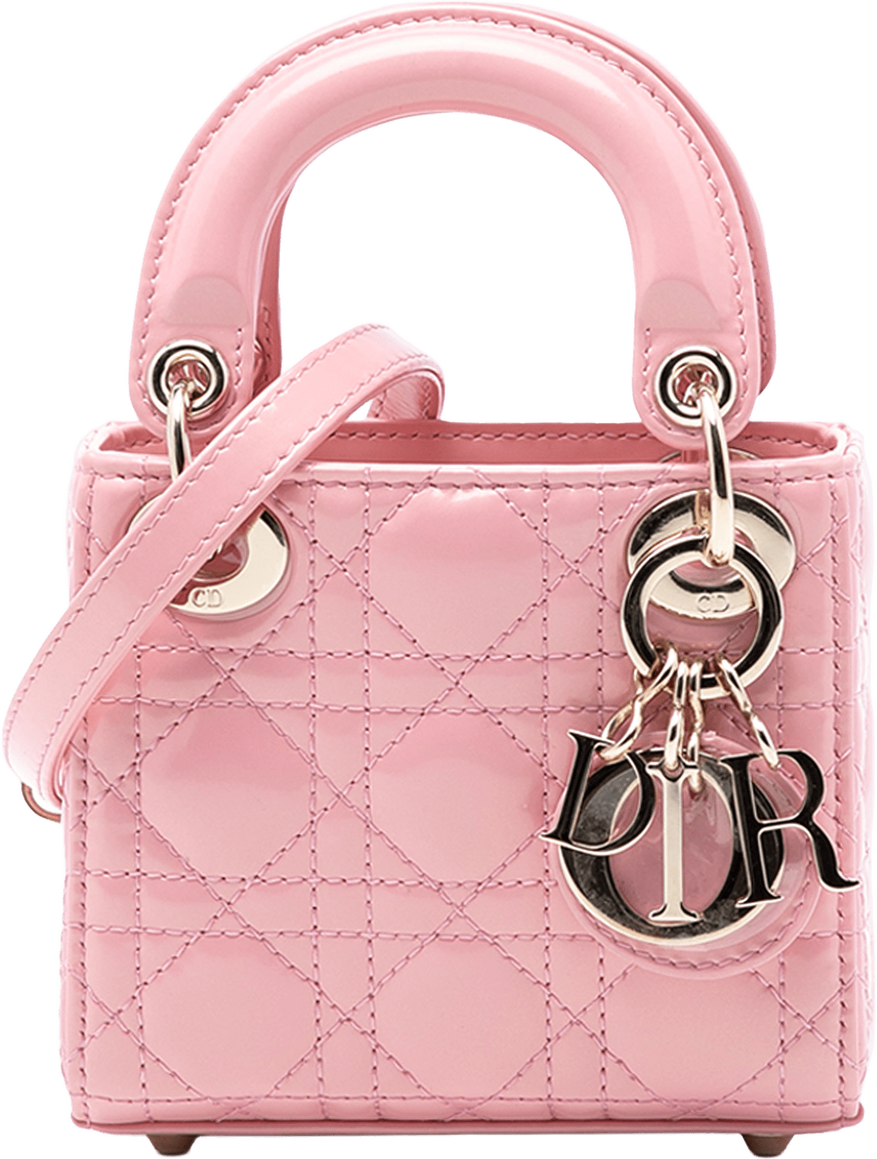 Dior Micro Patent Cannage Lady Dior, från Luxclusif, i färgen light pink.