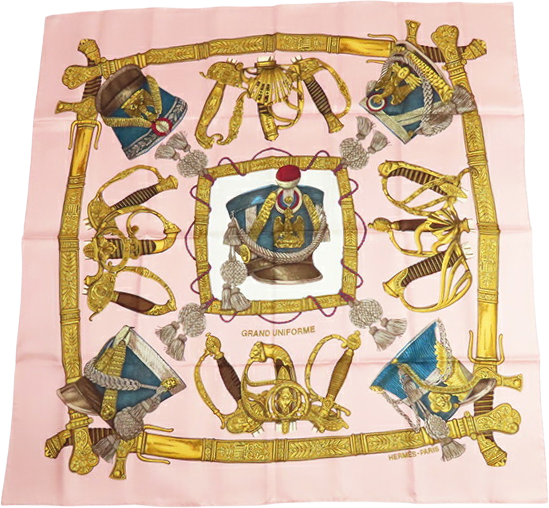 Hermès Grand Uniforme Silk Scarf, från Luxclusif, i färgen light pink.