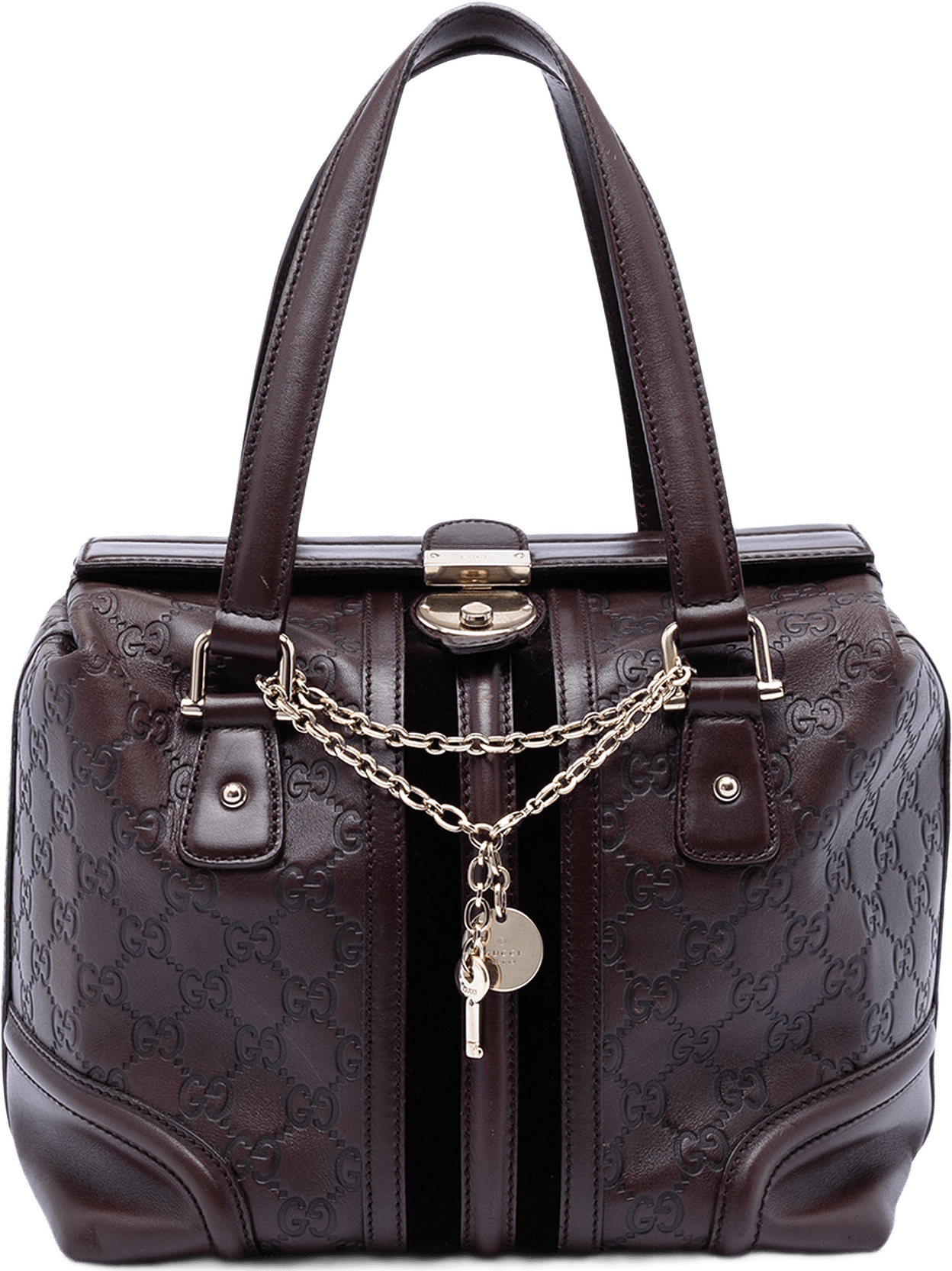 Gucci Guccissima Treasure Handbag, från Luxclusif, i färgen dark brown.