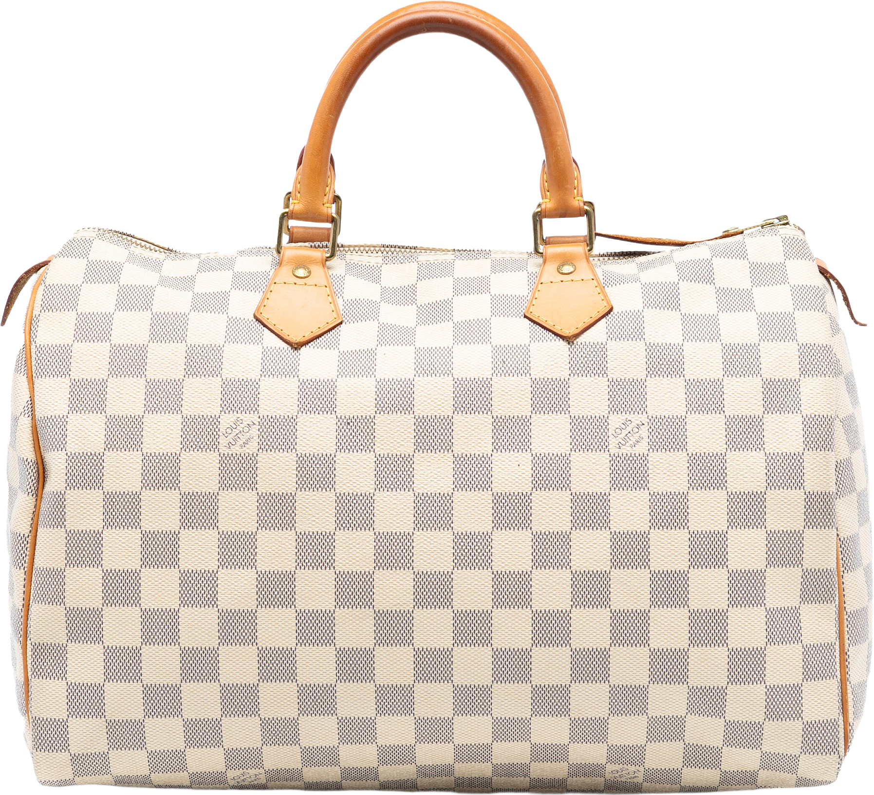 Louis Vuitton Damier Azur Speedy 35, från Luxclusif, i färgen white.