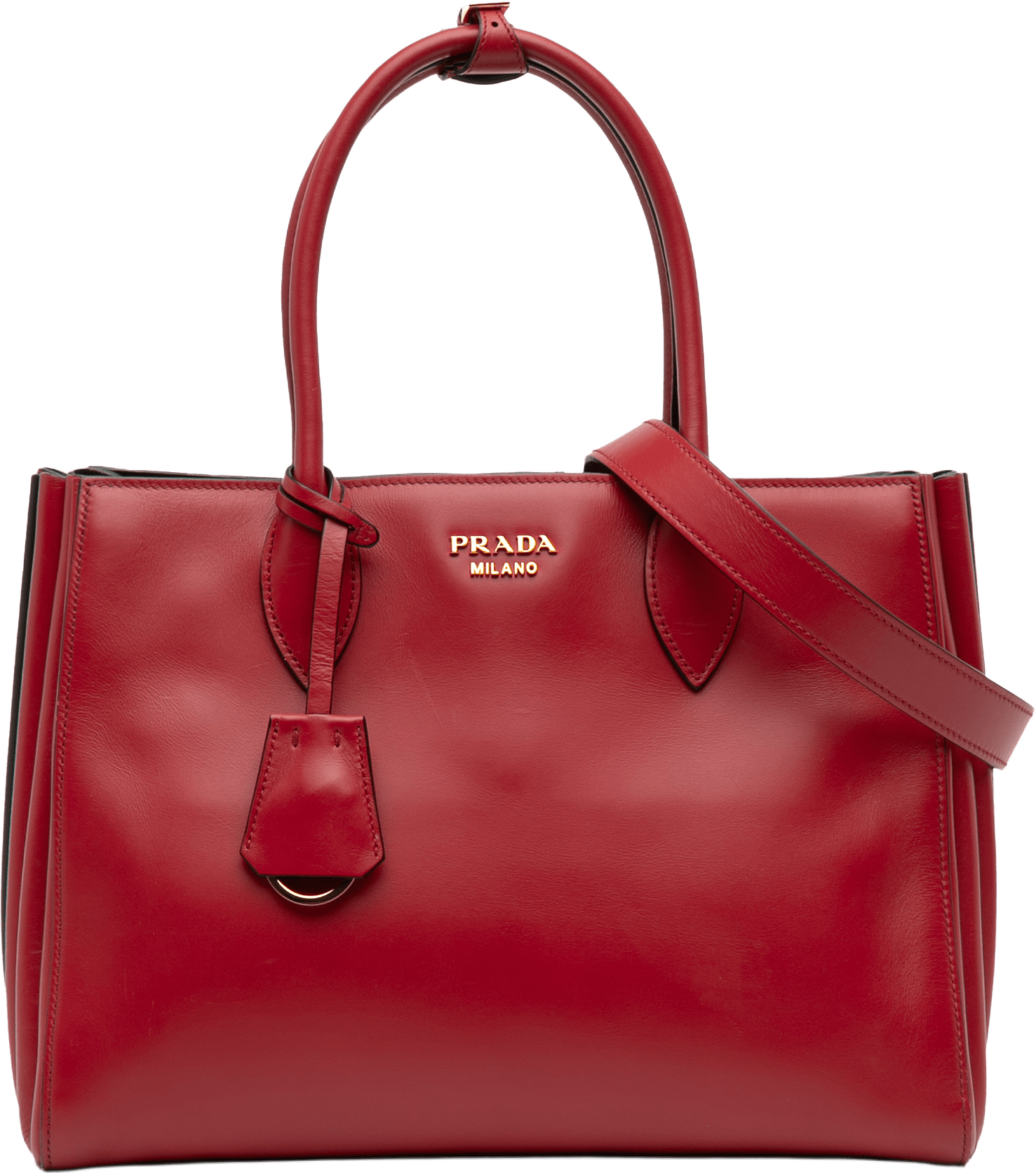 Prada City Calf Bibliotheque Satchel, från Luxclusif, i färgen red.