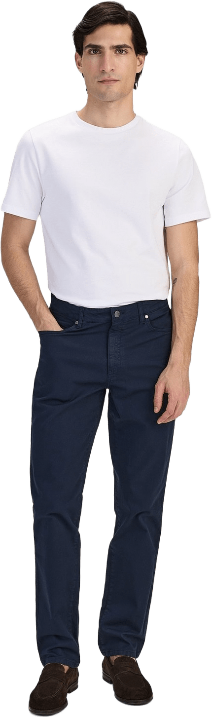 Cotton Solid 5-pocket Trousers (henri), från John Henric, i färgen navy blue.
