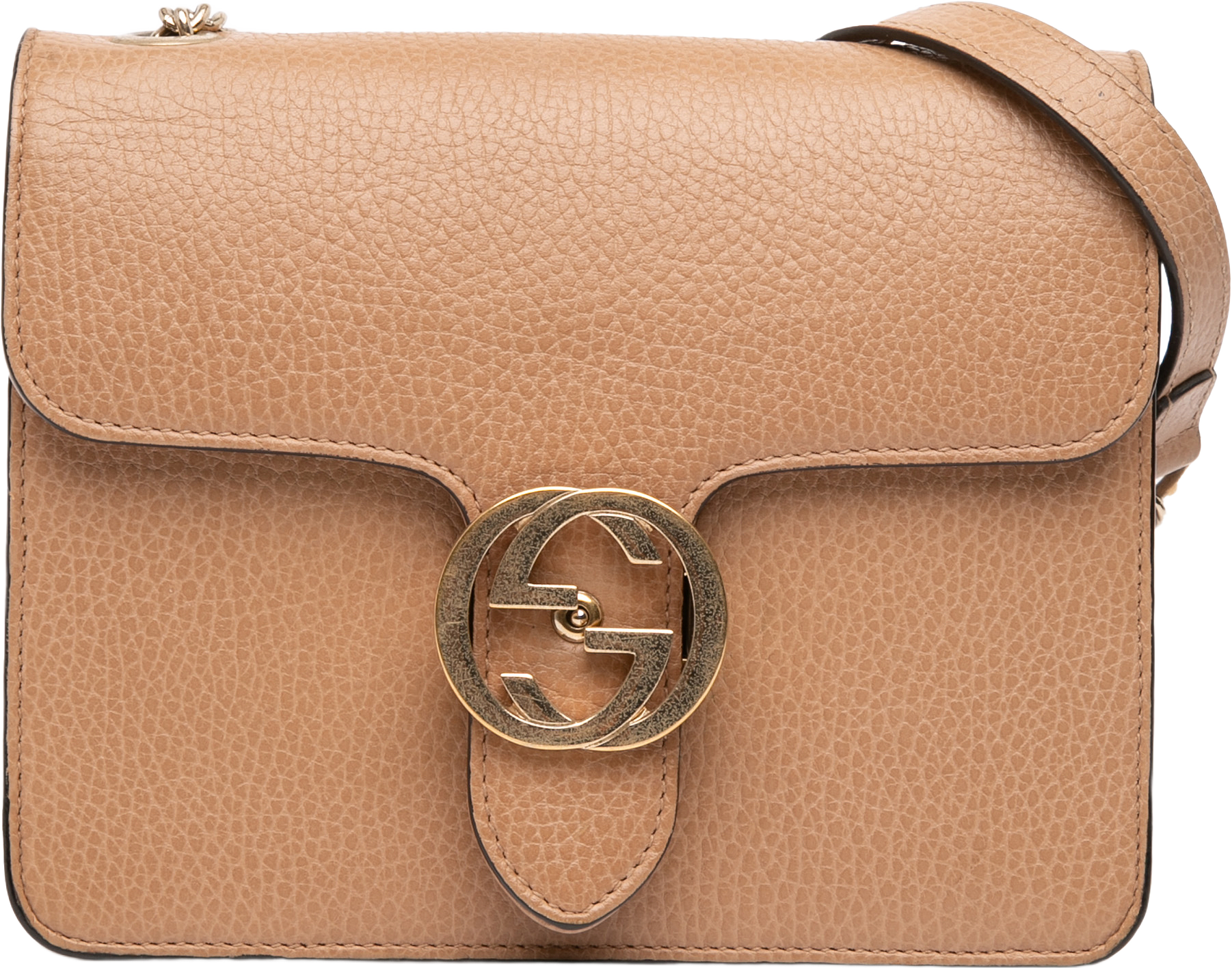Gucci Small Dollar Calfskin Interlocking G Crossbody, från Luxclusif, i färgen beige.