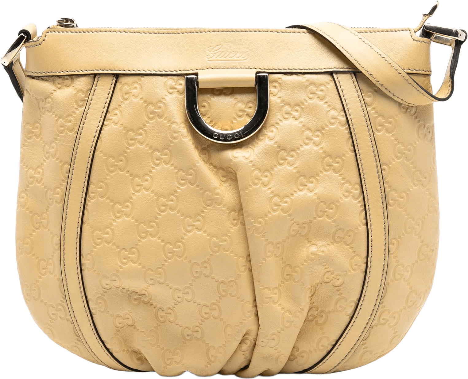 Gucci Guccissima Abbey D Ring Crossbody, från Luxclusif, i färgen beige.