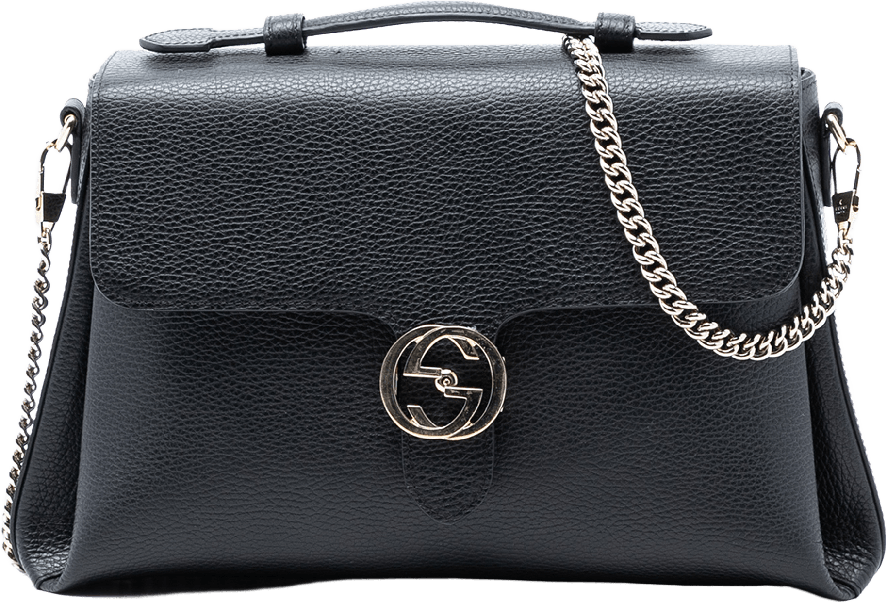 Gucci Medium Dollar Calf Interlocking G Satchel, från Luxclusif, i färgen black.