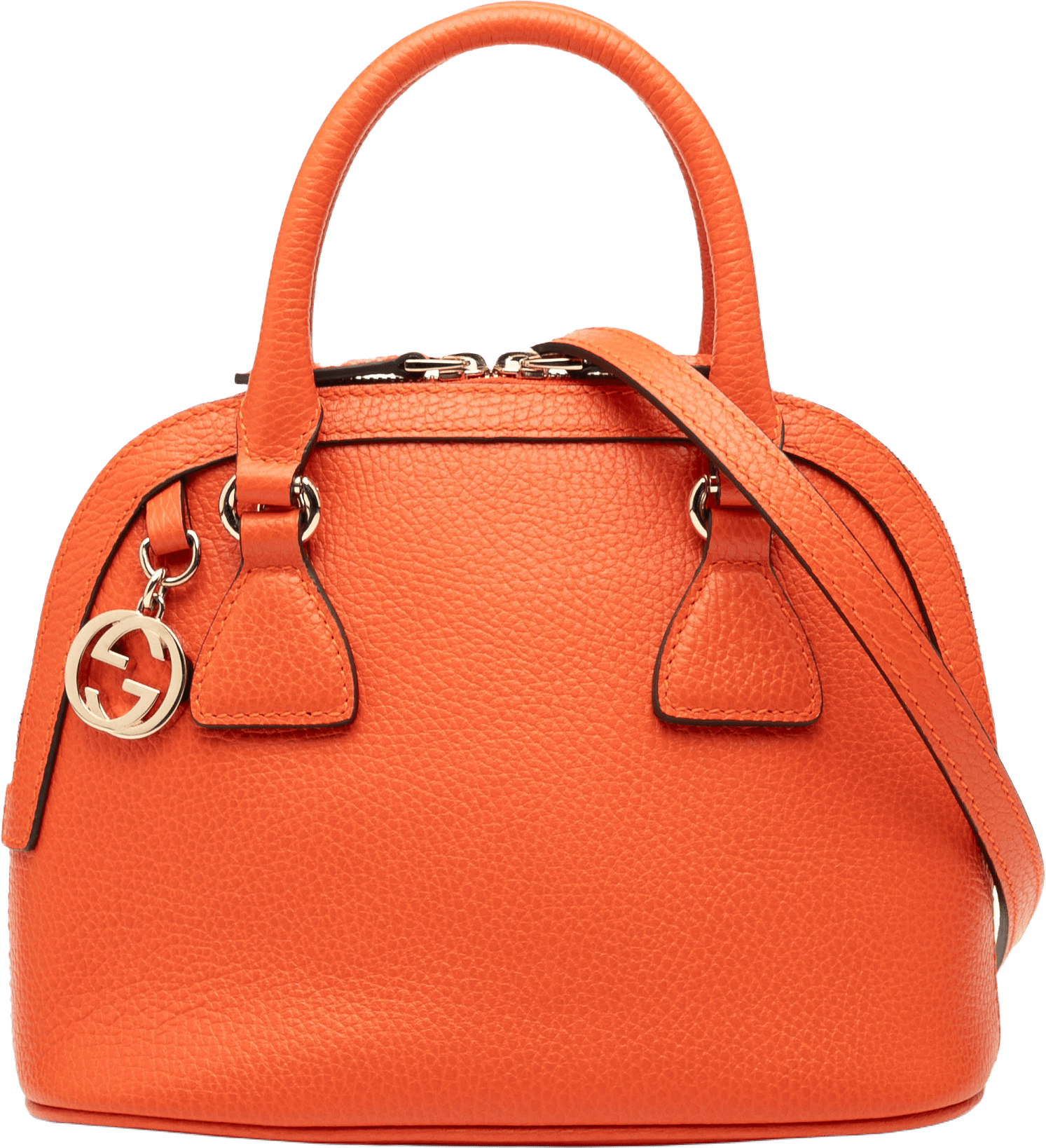 Gucci Mini Leather Gg Charm Dome Satchel, från Luxclusif, i färgen dark orange.