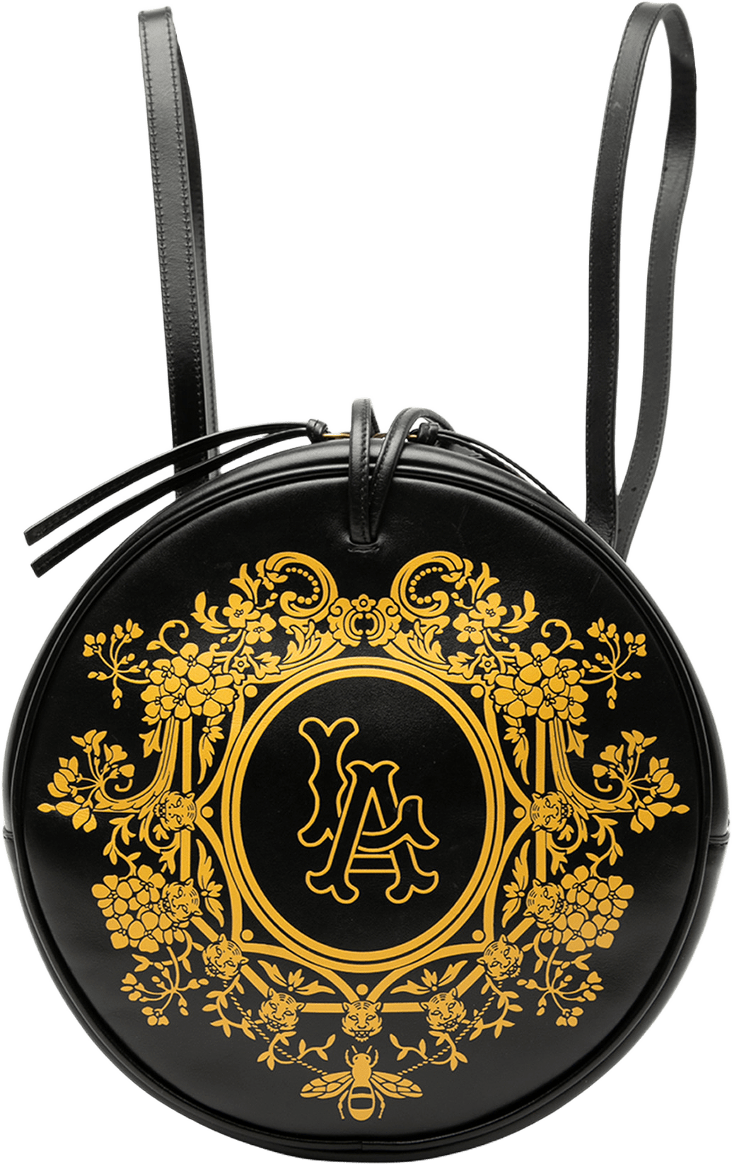 Gucci Mlb Leather La Angels Round Backpack, från Luxclusif, i färgen black.