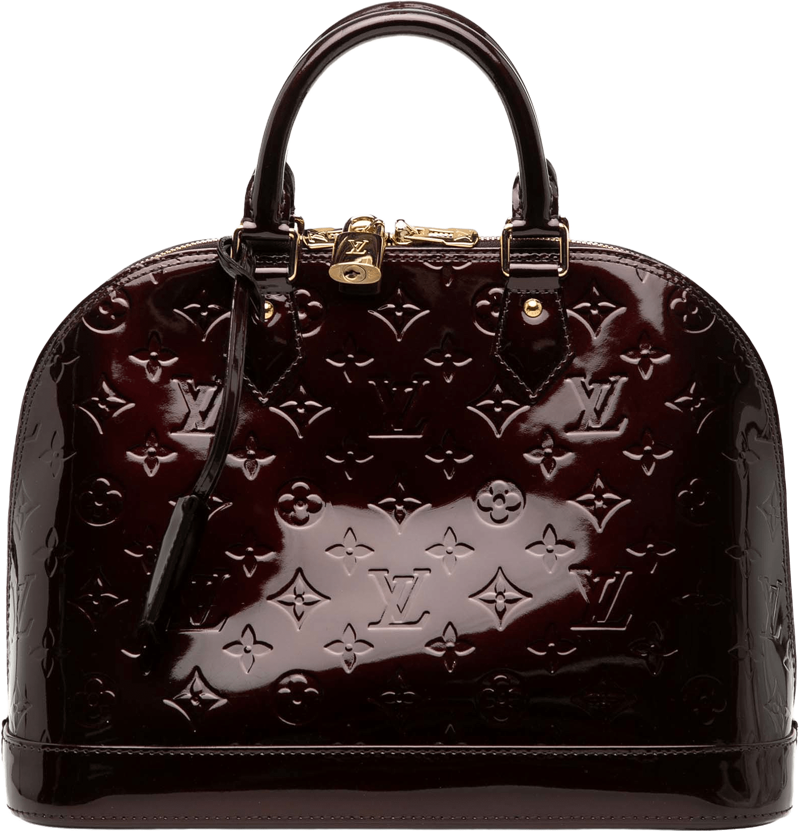 Louis Vuitton Monogram Vernis Alma Pm, från Luxclusif, i färgen plum.