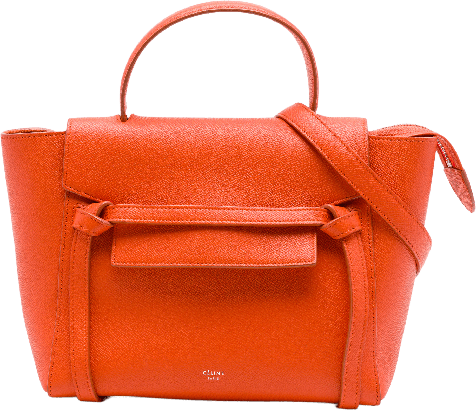 Celine Micro Grained Calfskin Belt Bag, från Luxclusif, i färgen orange.