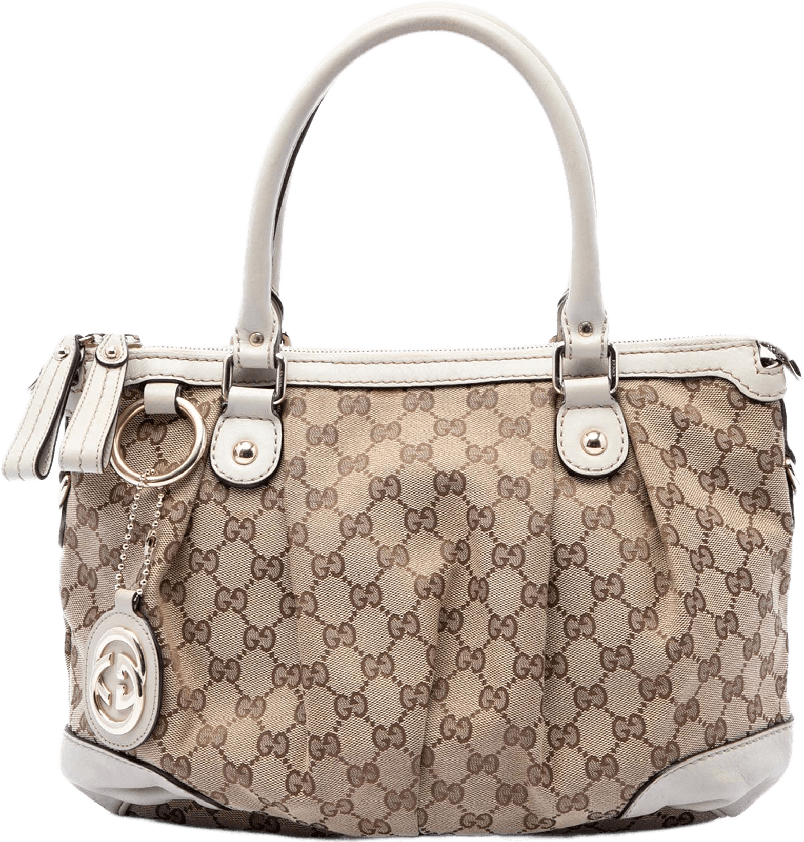 Gucci Gg Canvas Sukey Satchel, från Luxclusif, i färgen beige.