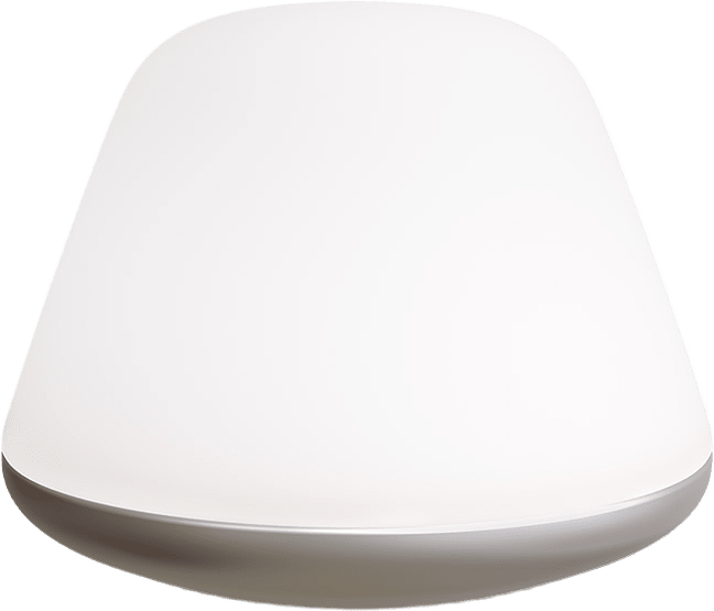 Bordslampa Bloom Ø38, från Herstal, i färgen satin silver/opal.