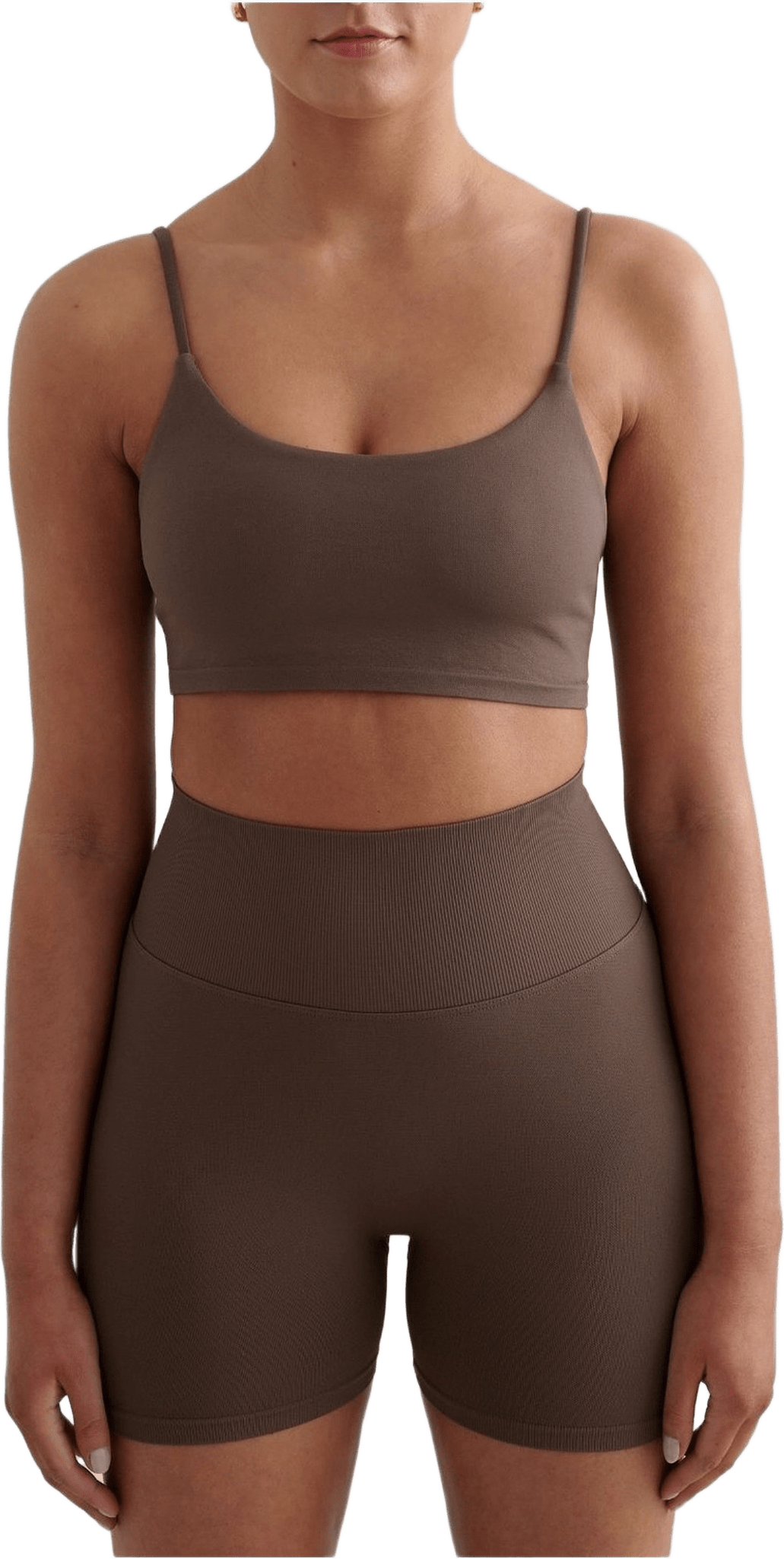 Shape Seamless Strap Bra, från aim'n, i färgen macchiato.