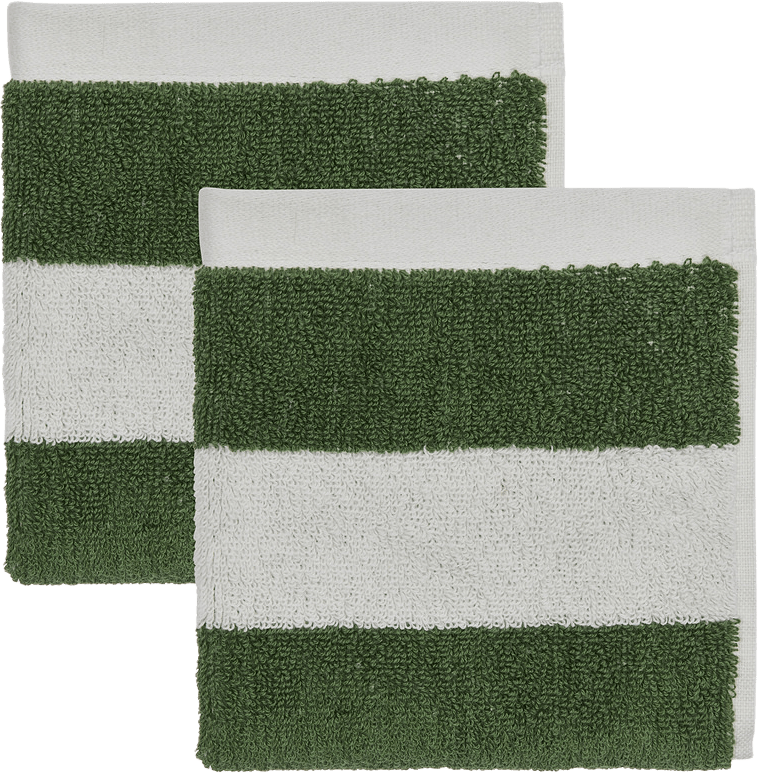 Raita Wash Cloth - Pack Of 2, från OYOY Living, i färgen green,offwhite.
