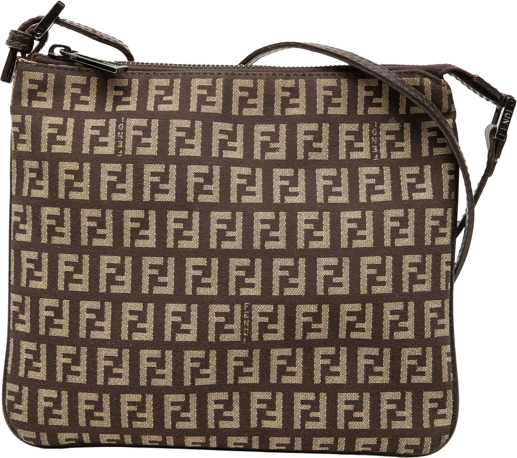 Fendi Zucchino Canvas Crossbody, från Luxclusif, i färgen dark brown.