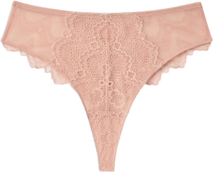 Lace High Cut Thong, från Understatement, i färgen nude.