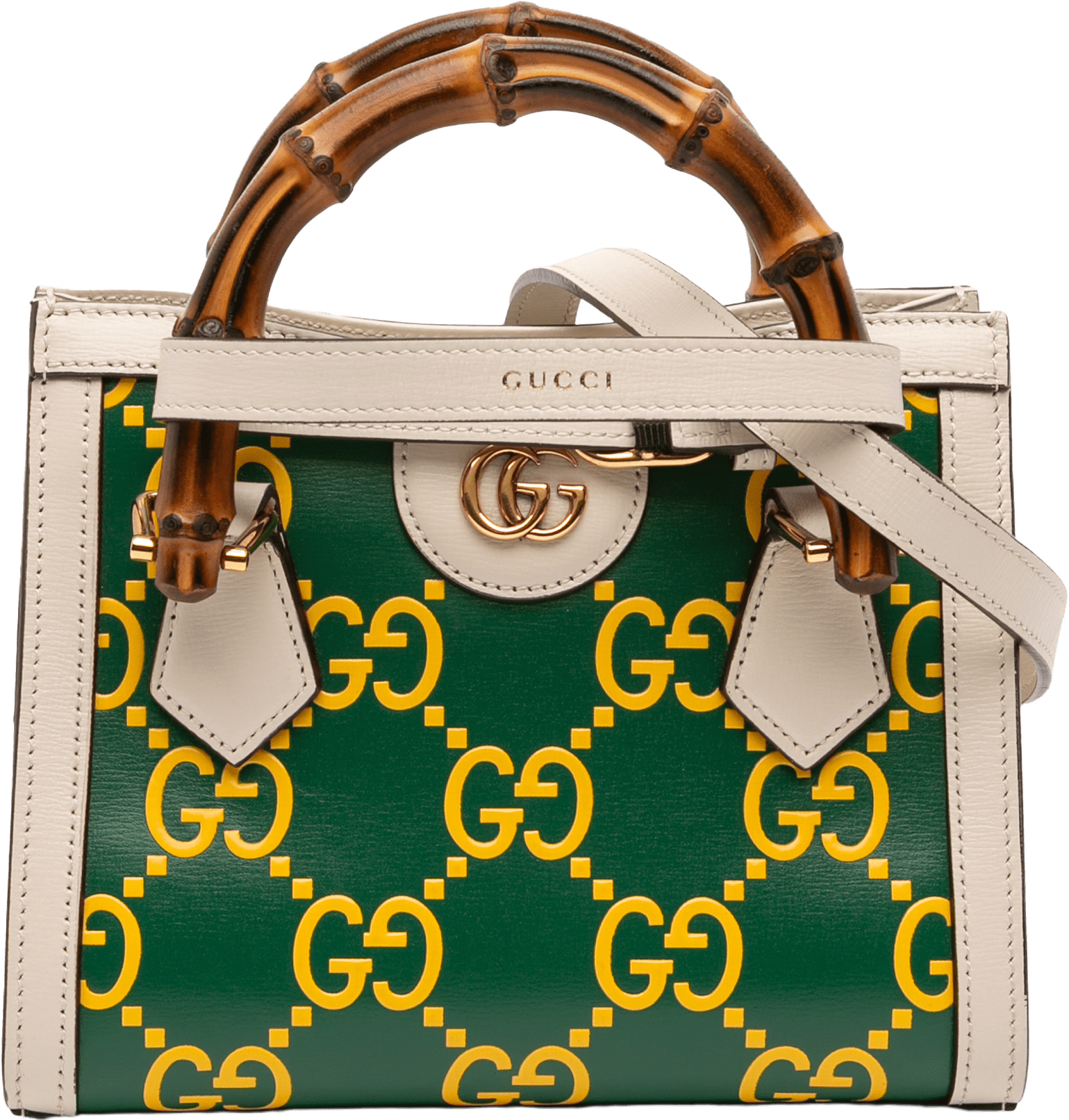 Gucci Mini Leather Bamboo Gg Diana Satchel, från Luxclusif, i färgen green.
