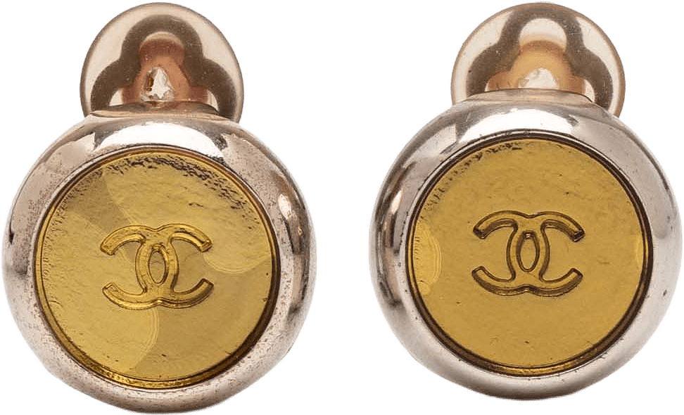 Chanel Gold Plated And Silver Plated Cc Round Clip On Earrings, från Luxclusif, i färgen gold.