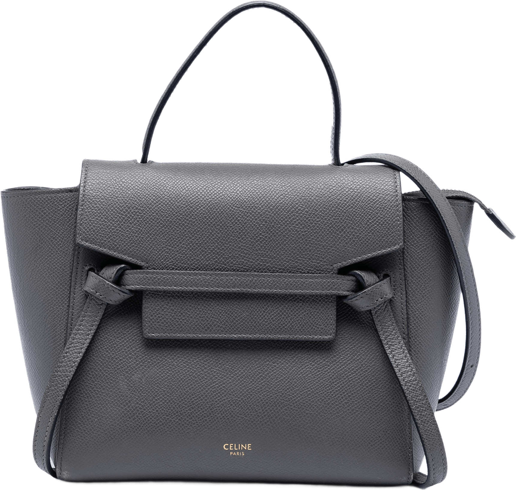 Celine Nano Grained Calfskin Belt Bag, från Luxclusif, i färgen gray.