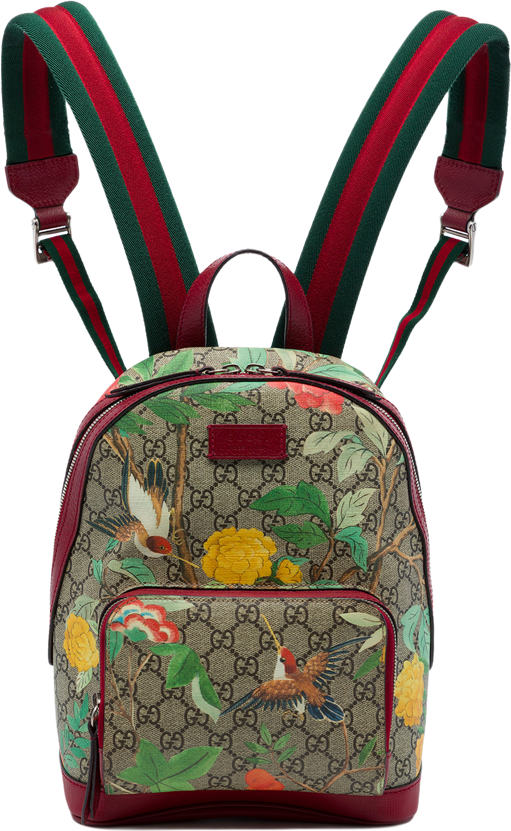 Gucci Small Gg Supreme Web Tian Backpack, från Luxclusif, i färgen beige.