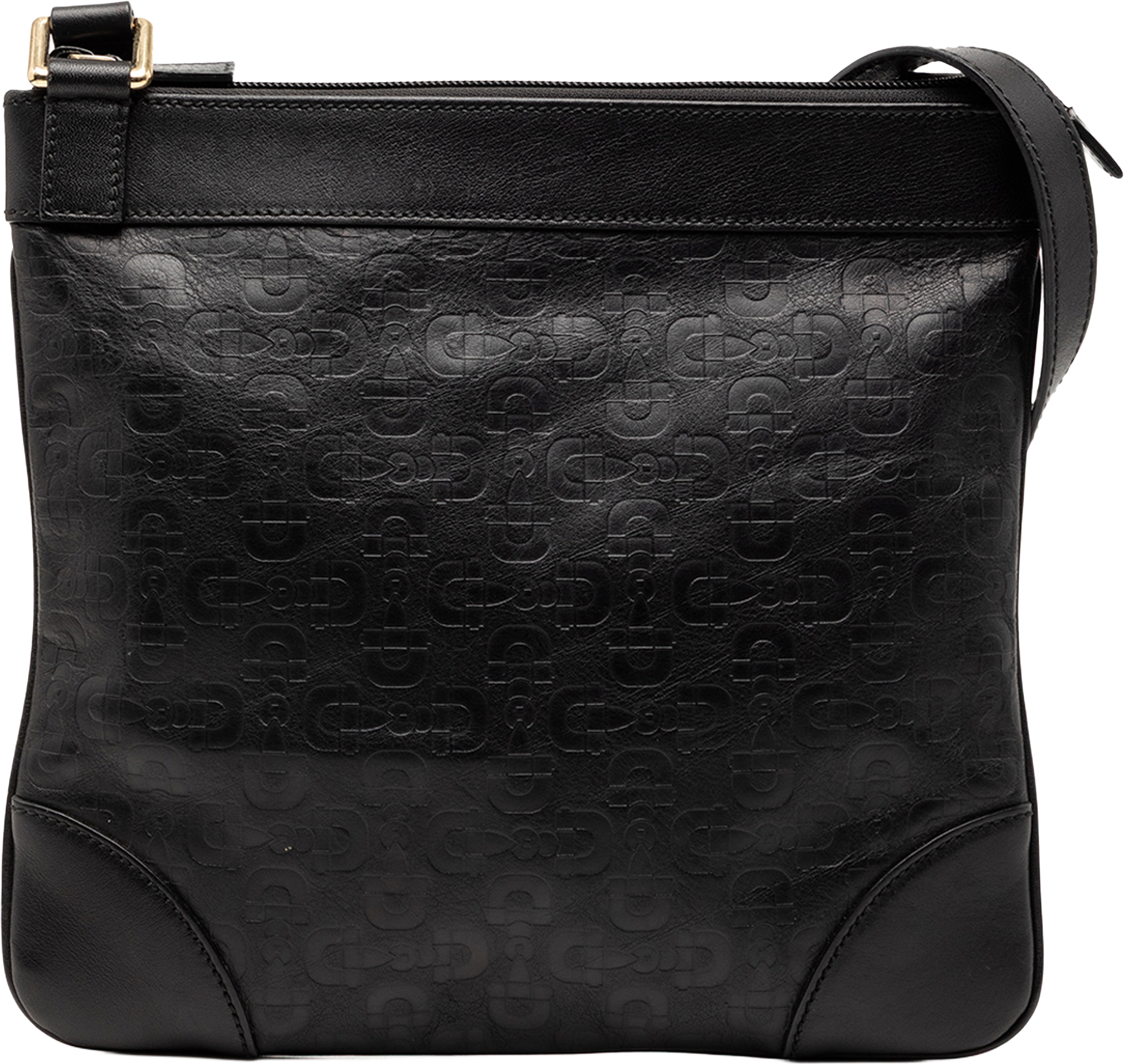 Gucci Embossed Leather Horsebit Crossbody, från Luxclusif, i färgen black.