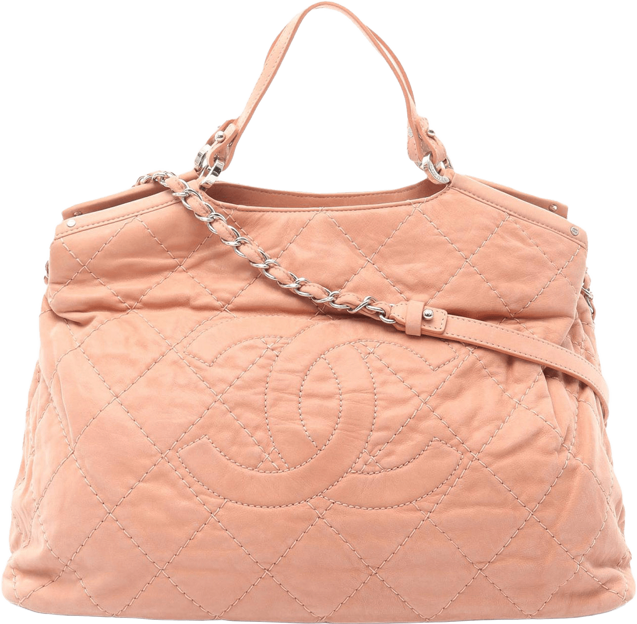 Chanel Large Cc Quilted Suede Sea Hit Tote, från Luxclusif, i färgen pink.