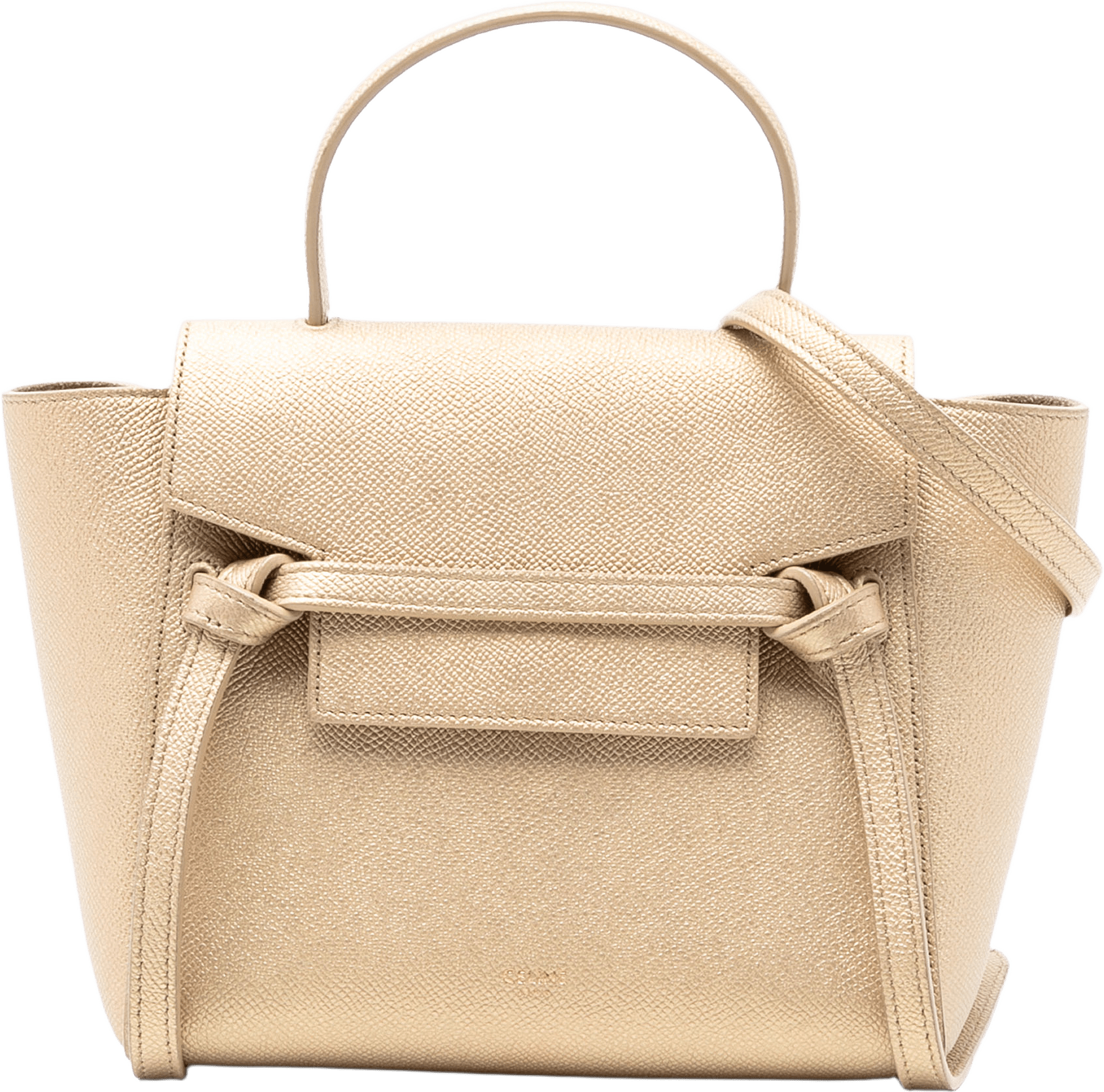 Celine Nano Grained Calfskin Belt Bag, från Luxclusif, i färgen gold.