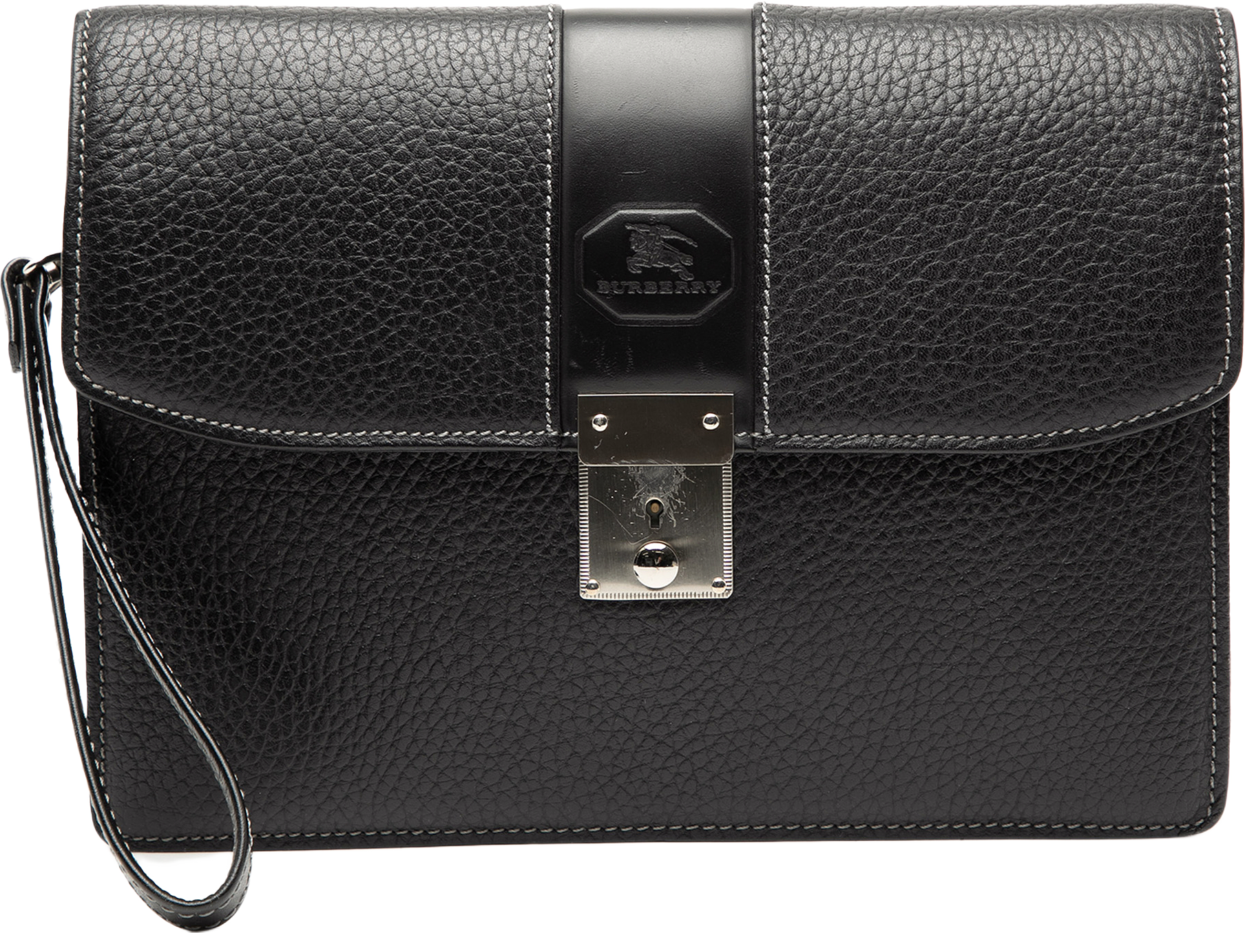 Burberry Calf Leather Clutch, från Luxclusif, i färgen black.
