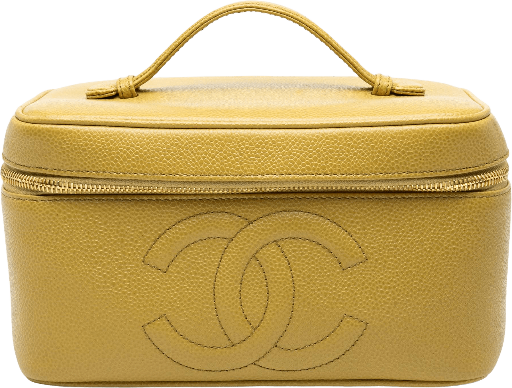 Chanel Cc Caviar Vanity Bag, från Luxclusif, i färgen mustard.