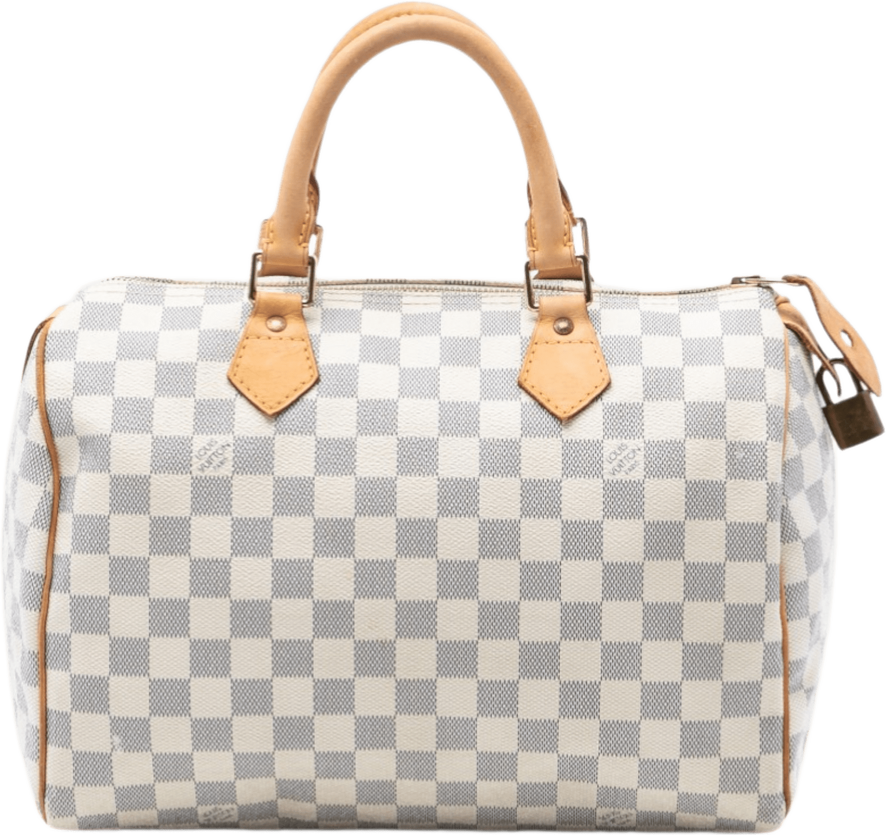 Louis Vuitton Damier Azur Speedy 30, från Luxclusif, i färgen white.