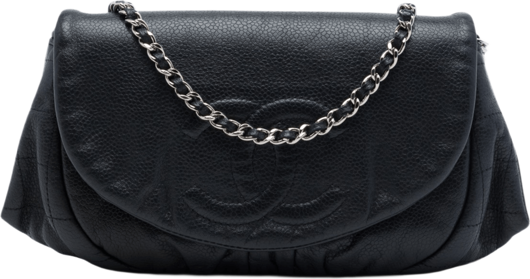 Chanel Cc Caviar Half Moon Wallet On Chain, från Luxclusif, i färgen svart.