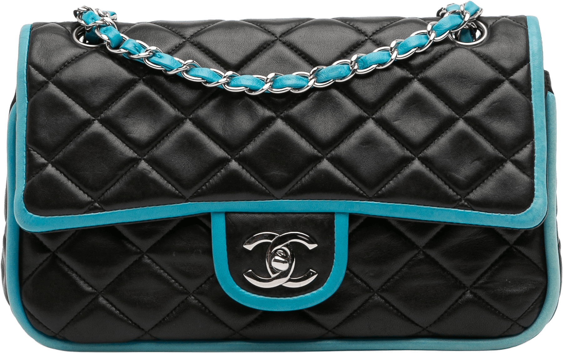 Chanel Medium Classic Bicolor Quilted Lambskin Double Flap, från Luxclusif, i färgen black.