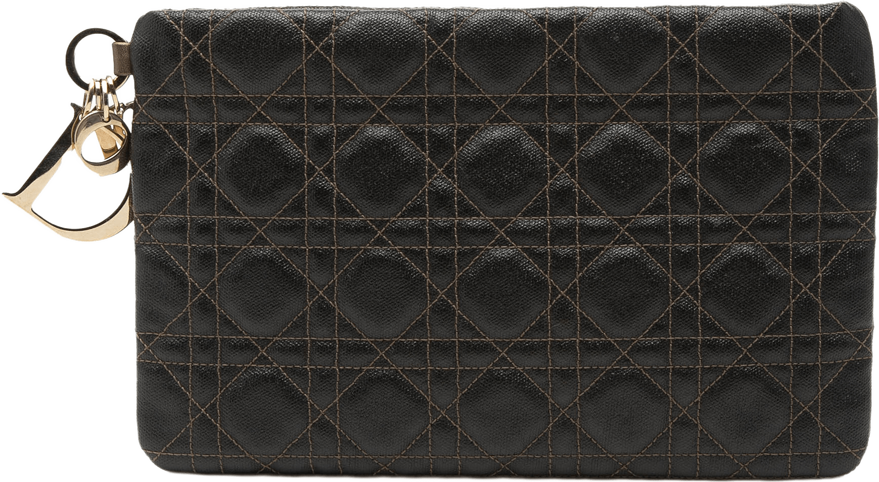 Dior Coated Canvas Cannage Lady Dior Panarea Clutch, från Luxclusif, i färgen dark brown.