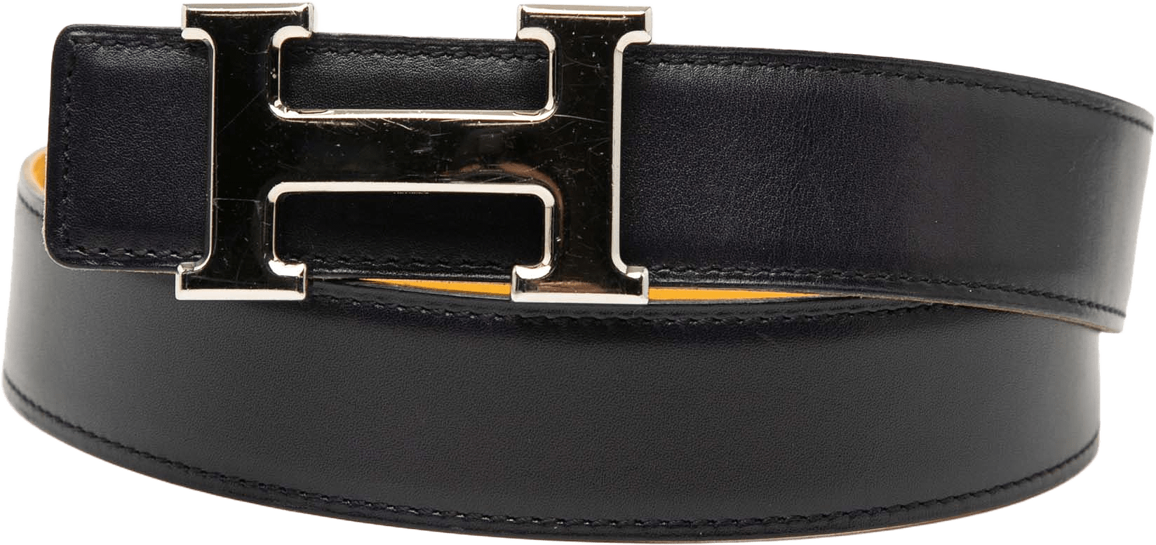 Hermès Box Calf And Courchevel Constance H Reversible Belt, från Luxclusif, i färgen black.