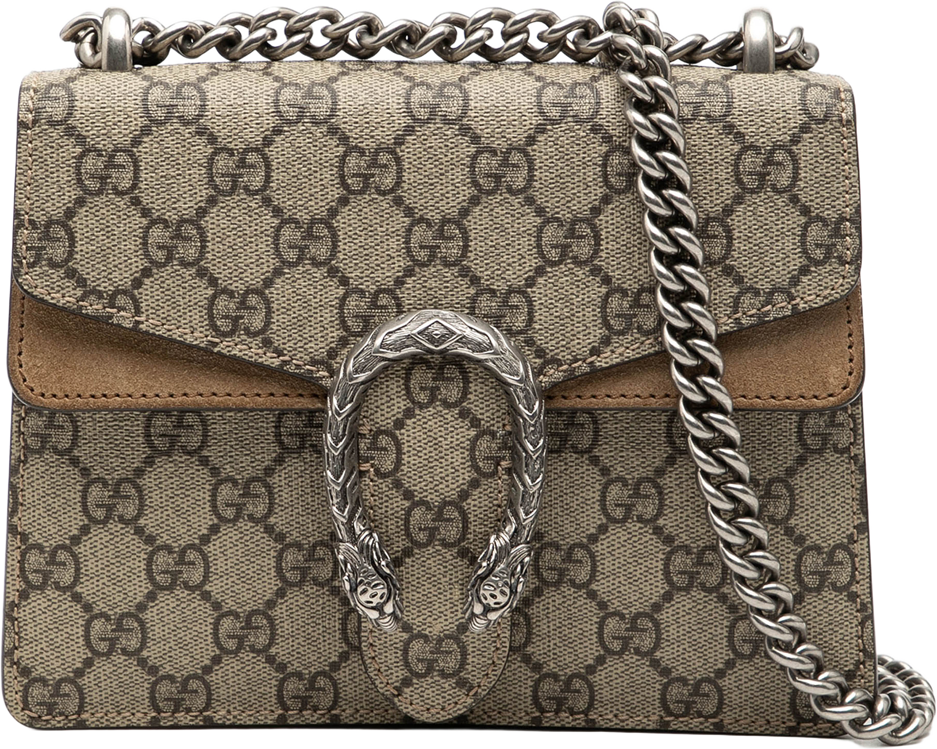 Gucci Small Gg Supreme Dionysus Crossbody, från Luxclusif, i färgen beige.