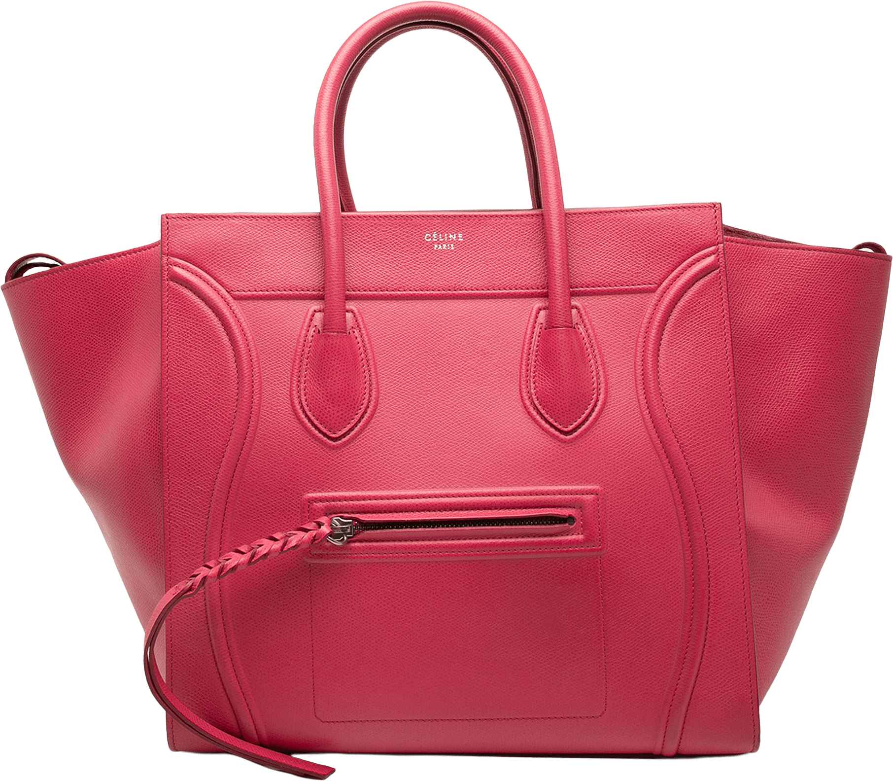 Celine Medium Grained Calfskin Phantom Luggage Tote, från Luxclusif, i färgen dark pink.