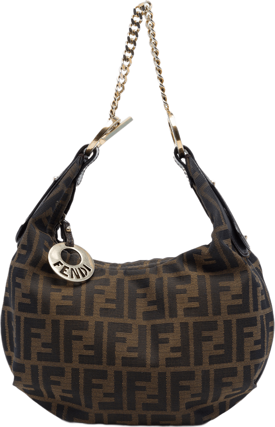 Fendi Zucca Canvas Chef Chain Hobo, från Luxclusif, i färgen brun.