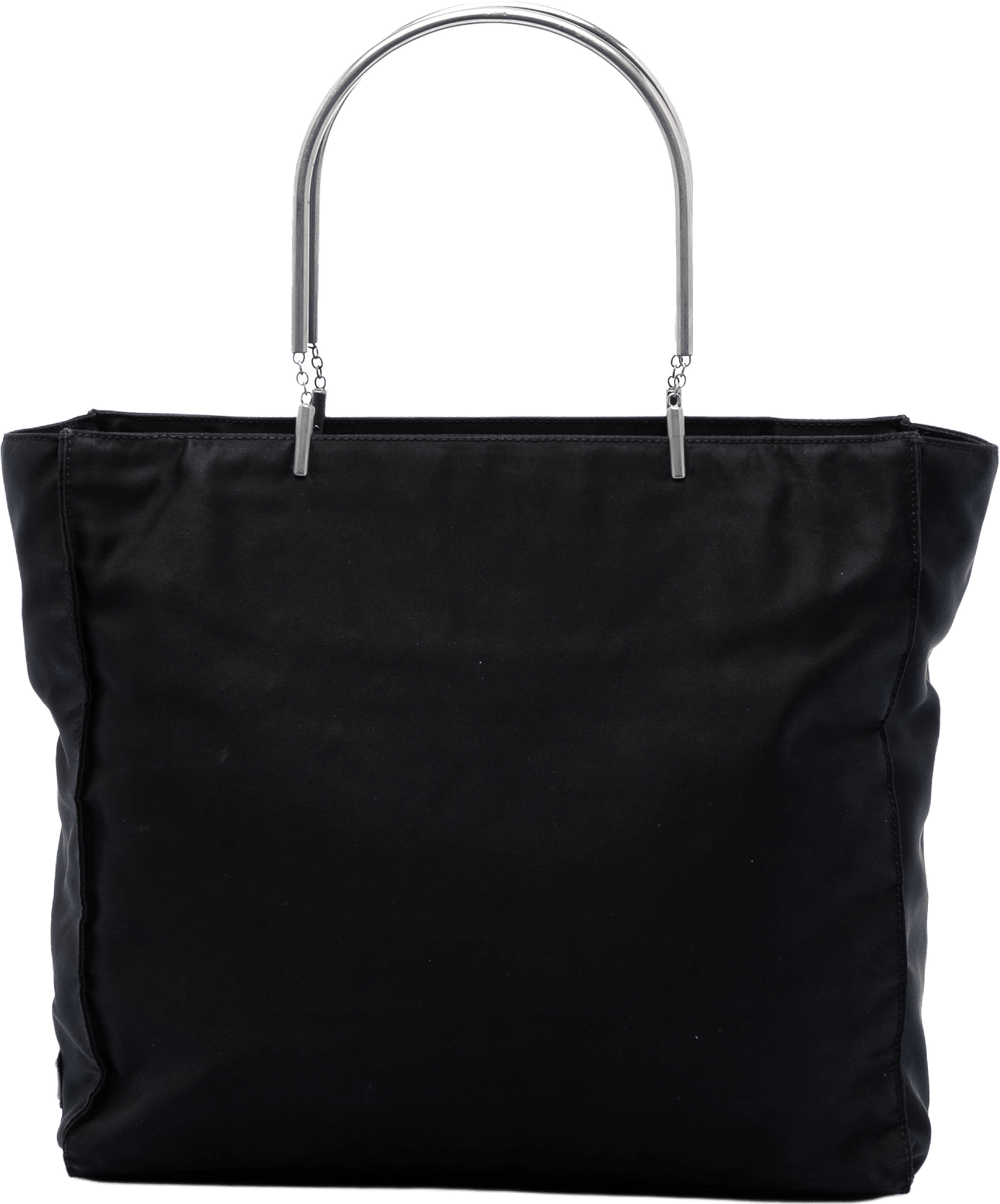 Prada Tessuto Metal Handle Bag, från Luxclusif, i färgen black.