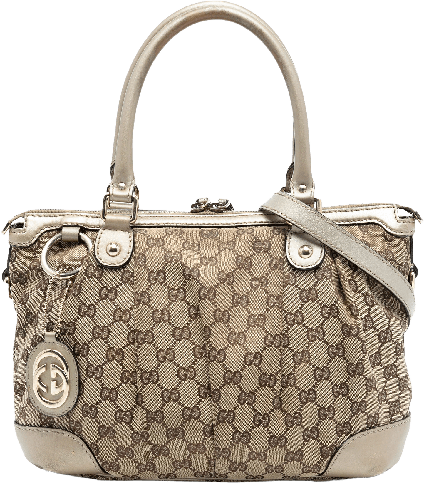 Gucci Gg Canvas Sukey Satchel, från Luxclusif, i färgen beige.