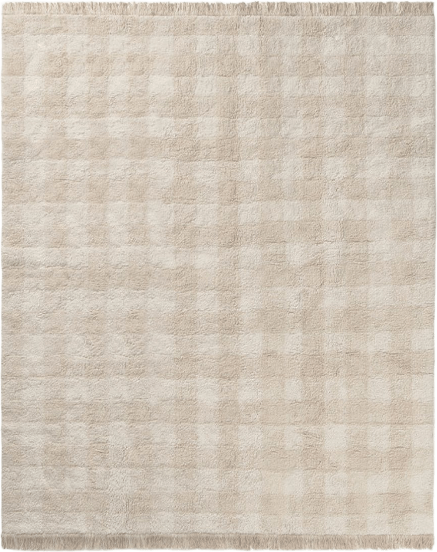 Tvättbar Matta Vichy, från LORENA CANALS, i färgen elfenben, naturlig.