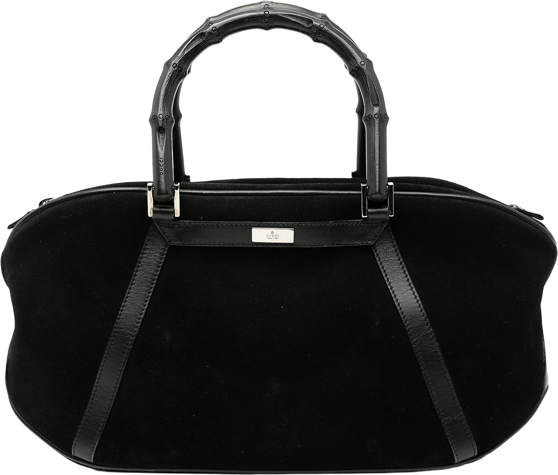 Gucci Bamboo Suede Handbag, från Luxclusif, i färgen black.