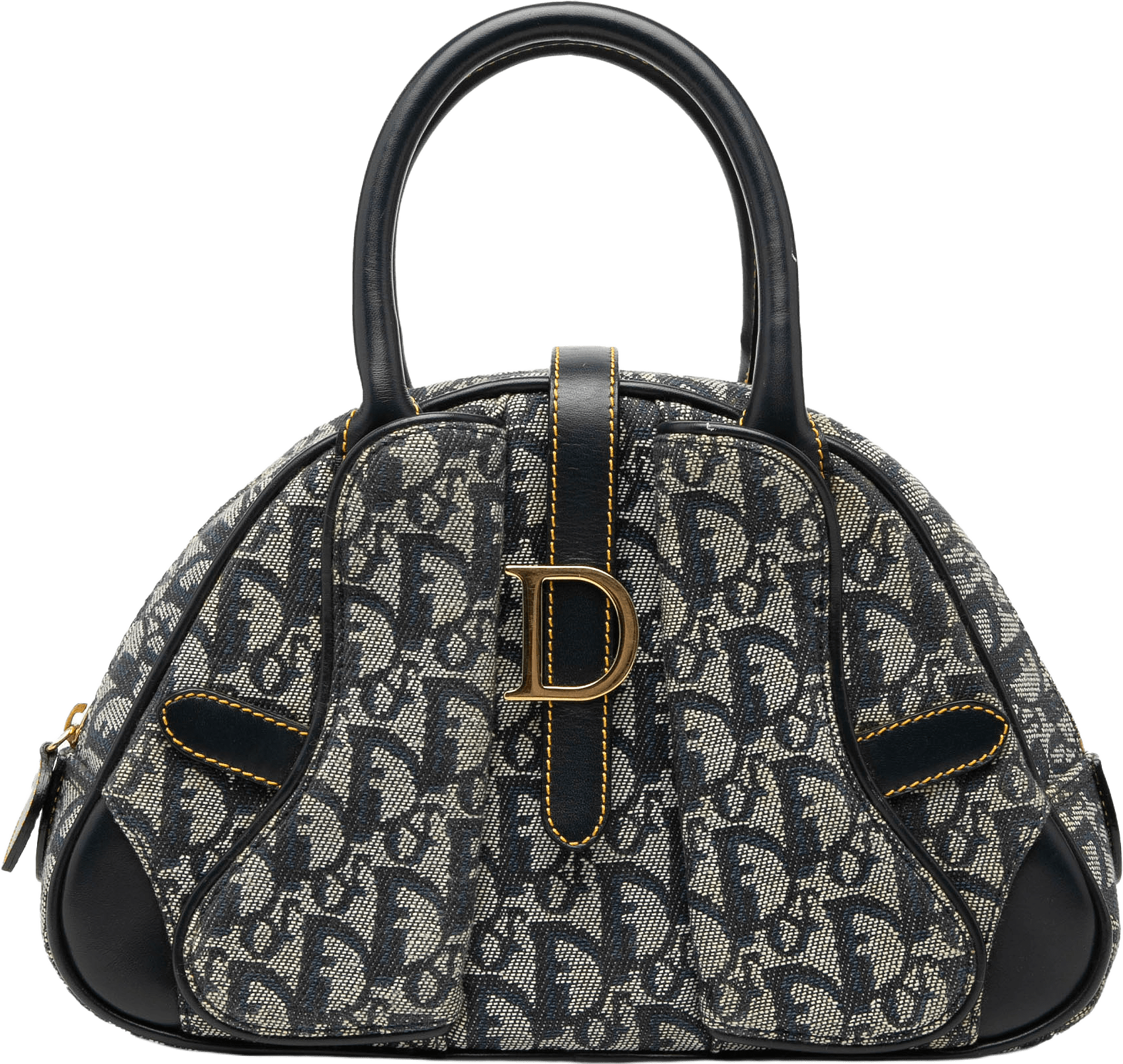 Dior Mini Diorissimo Canvas Double Saddle Bowler Bag, från Luxclusif, i färgen blue.